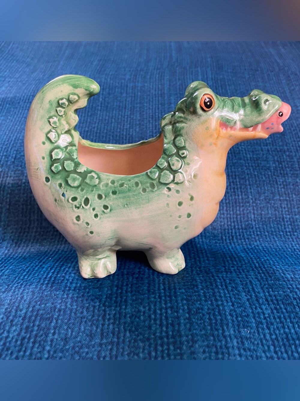 Fitz & Floyd hand-painted ceramic alligator creamer